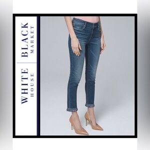 WHBM Fringe-Hem Slim Crop Jeans Size 8